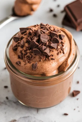 A bowl of creamy protein pudding topped with berries and nuts