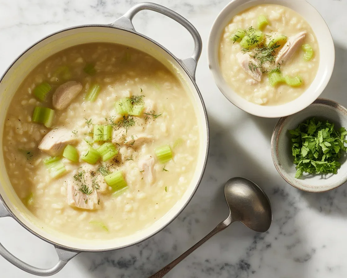 Delicious Chicken and Rice Soup with tender chicken and fresh vegetables.