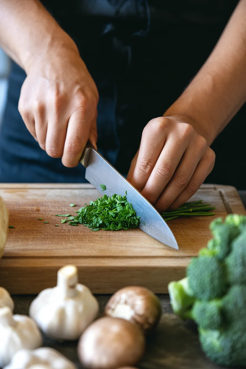 Creamy Garlic Chicken with Mushrooms, Broccoli & Rice