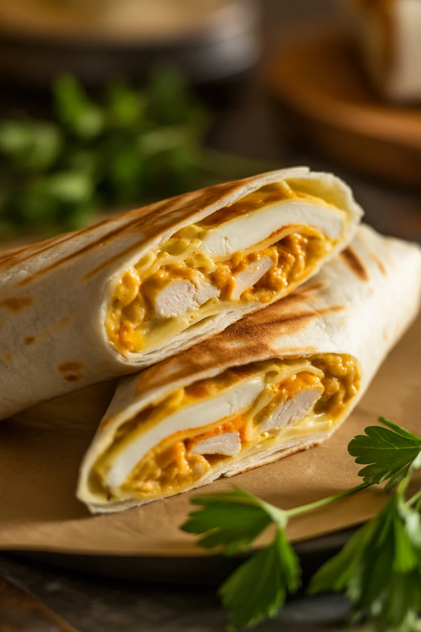 Cheesy Garlic Chicken Wraps