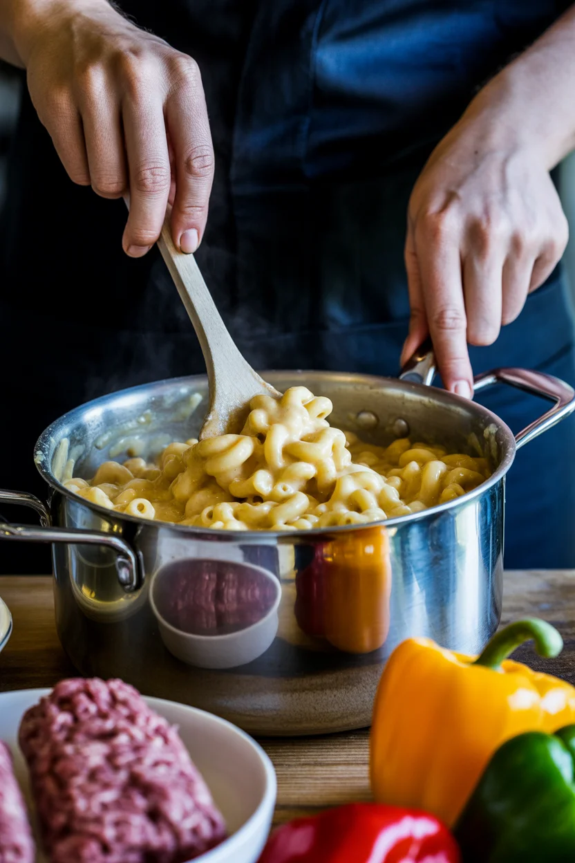 High-Protein Creamy Philly Cheesesteak Mac & Cheese