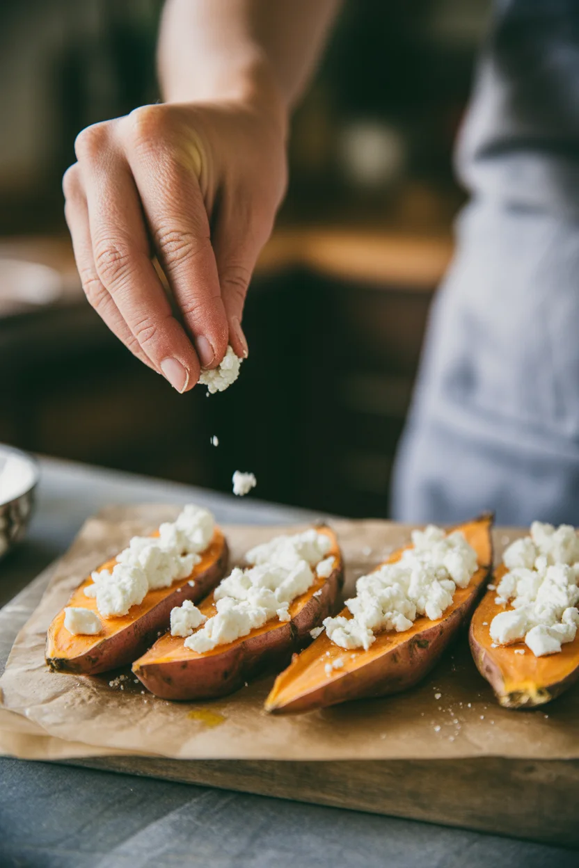 Savory Roasted Sweet Potato Rounds with Honey & Feta Delight