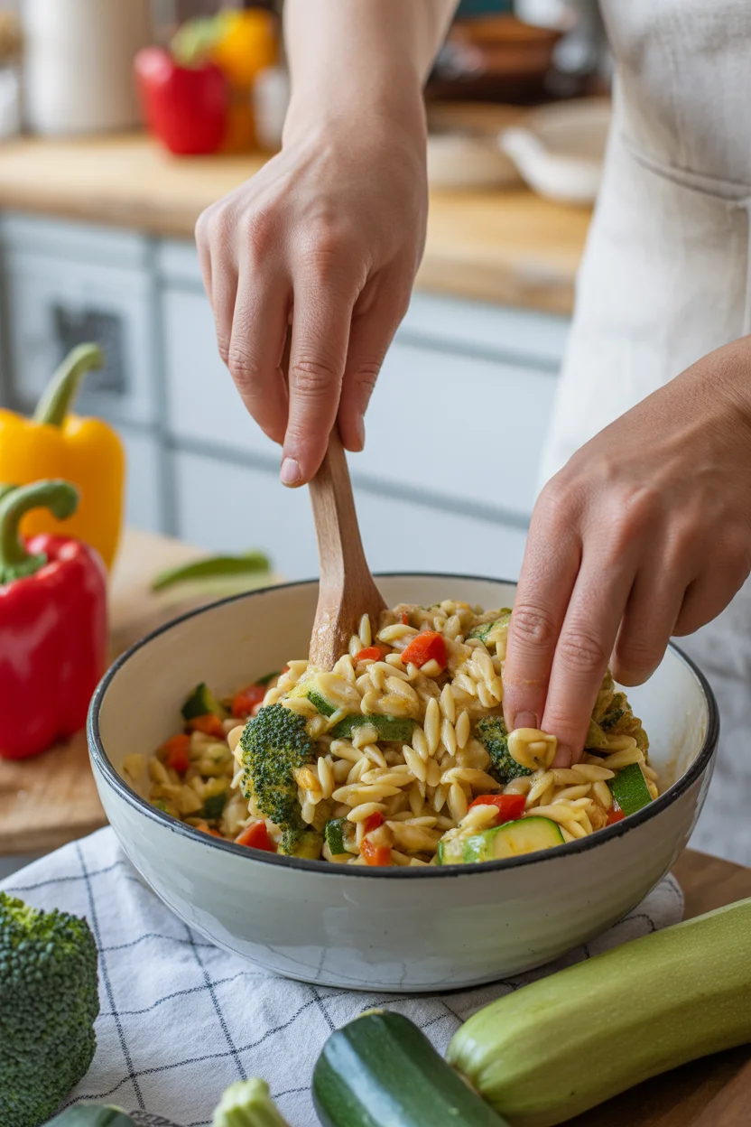 Lemon Chicken & Veggie Orzo Stir Fry