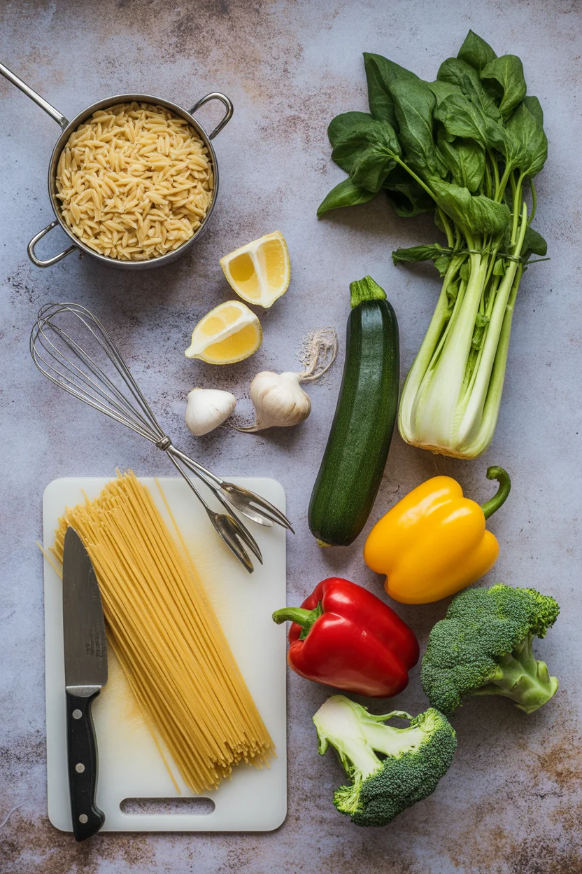 Lemon Chicken & Veggie Orzo Stir Fry