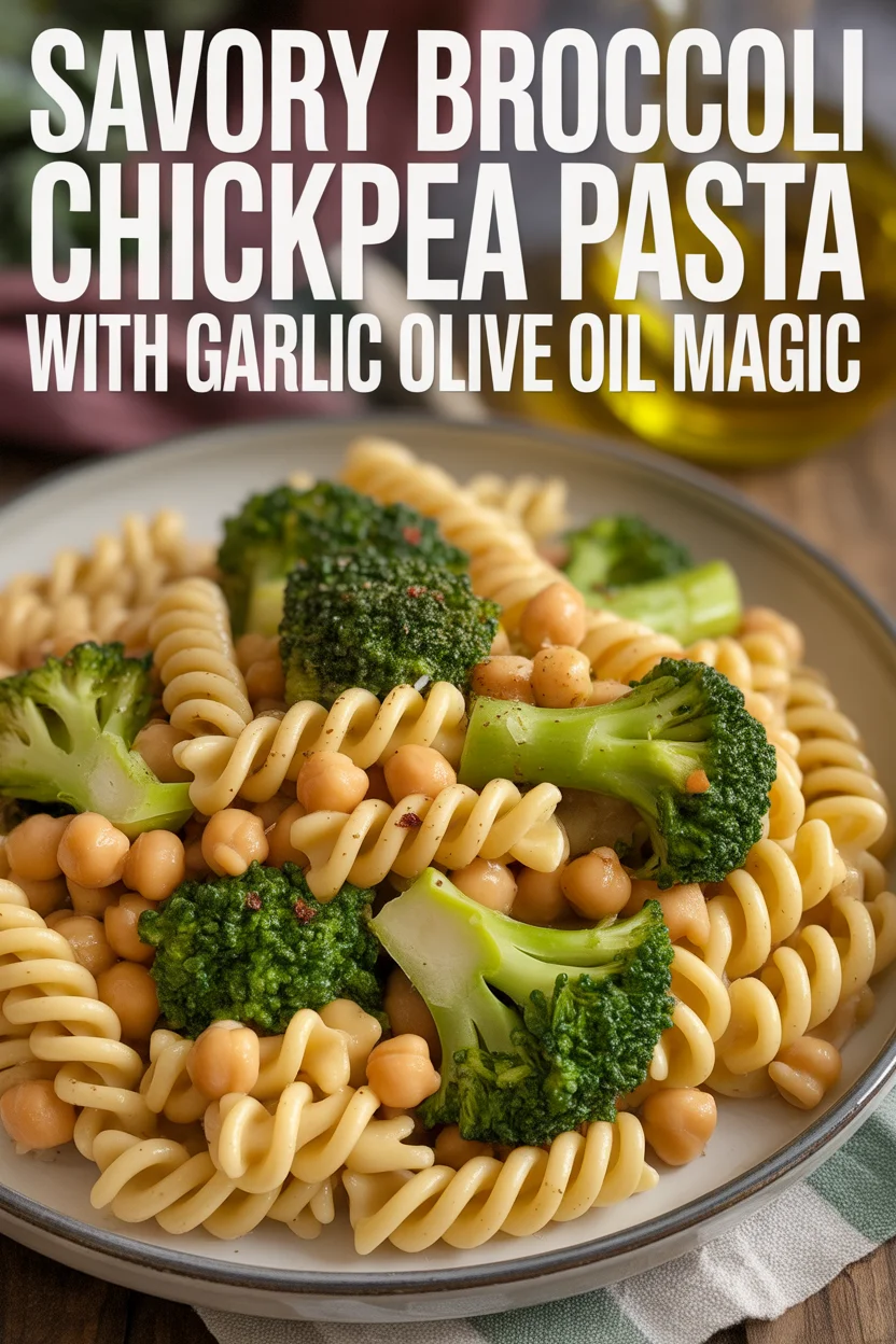 Savory Broccoli Chickpea Pasta with Garlic Olive Oil Magic