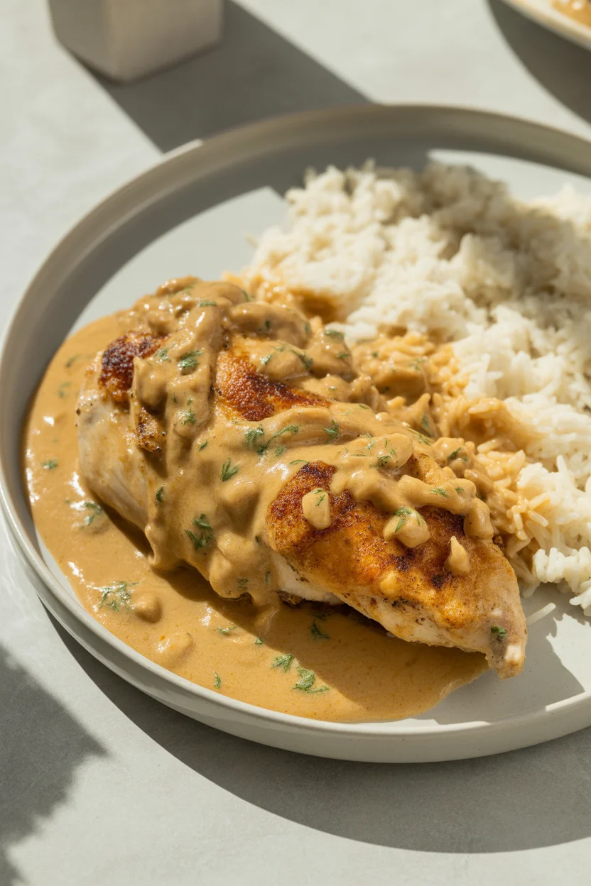 Delicious One-Pot Creamy Garlic Chicken and Rice Recipe