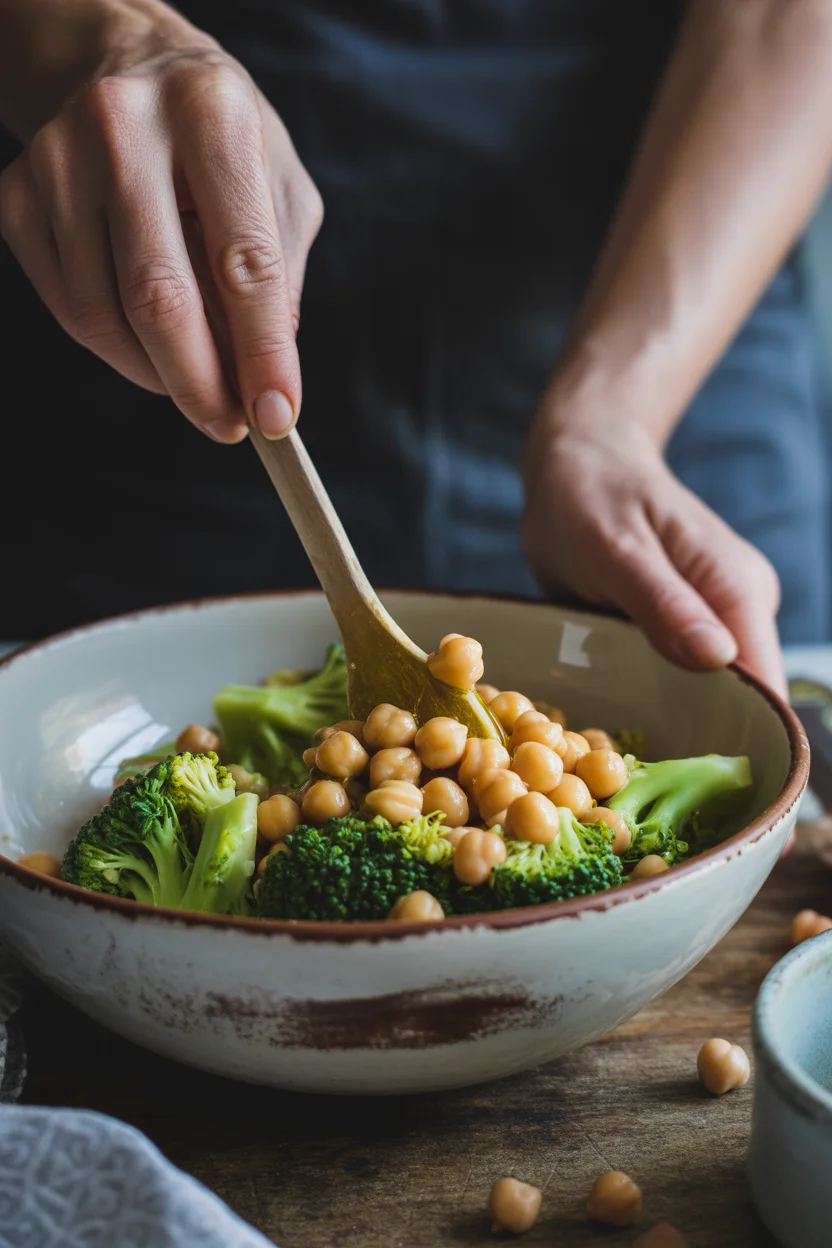 Savory Broccoli Chickpea Pasta with Garlic Olive Oil Delight