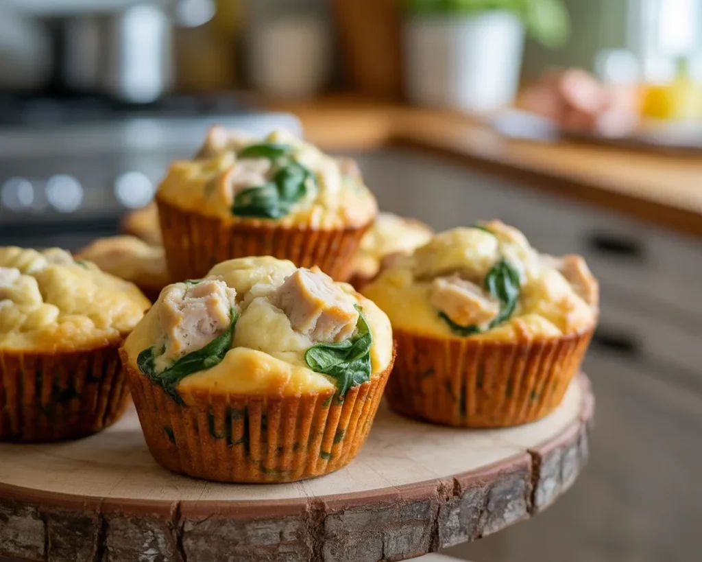 High Protein Cottage Cheese Turkey Sausage breakfast meal with egg bakes and muffins.