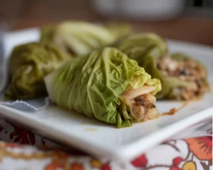 Asian Stuffed Napa Cabbage Rolls with savory filling and vibrant veggies