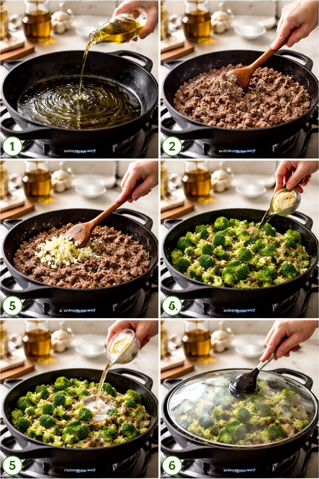 Quick and Tasty Keto Hamburger Broccoli Skillet Dinner