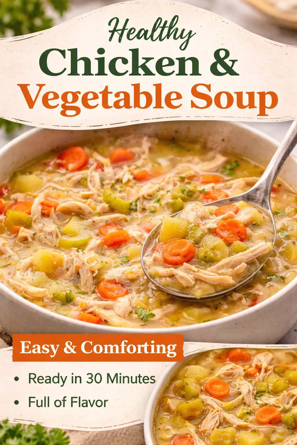 High Protein Chicken Pot Pie Soup