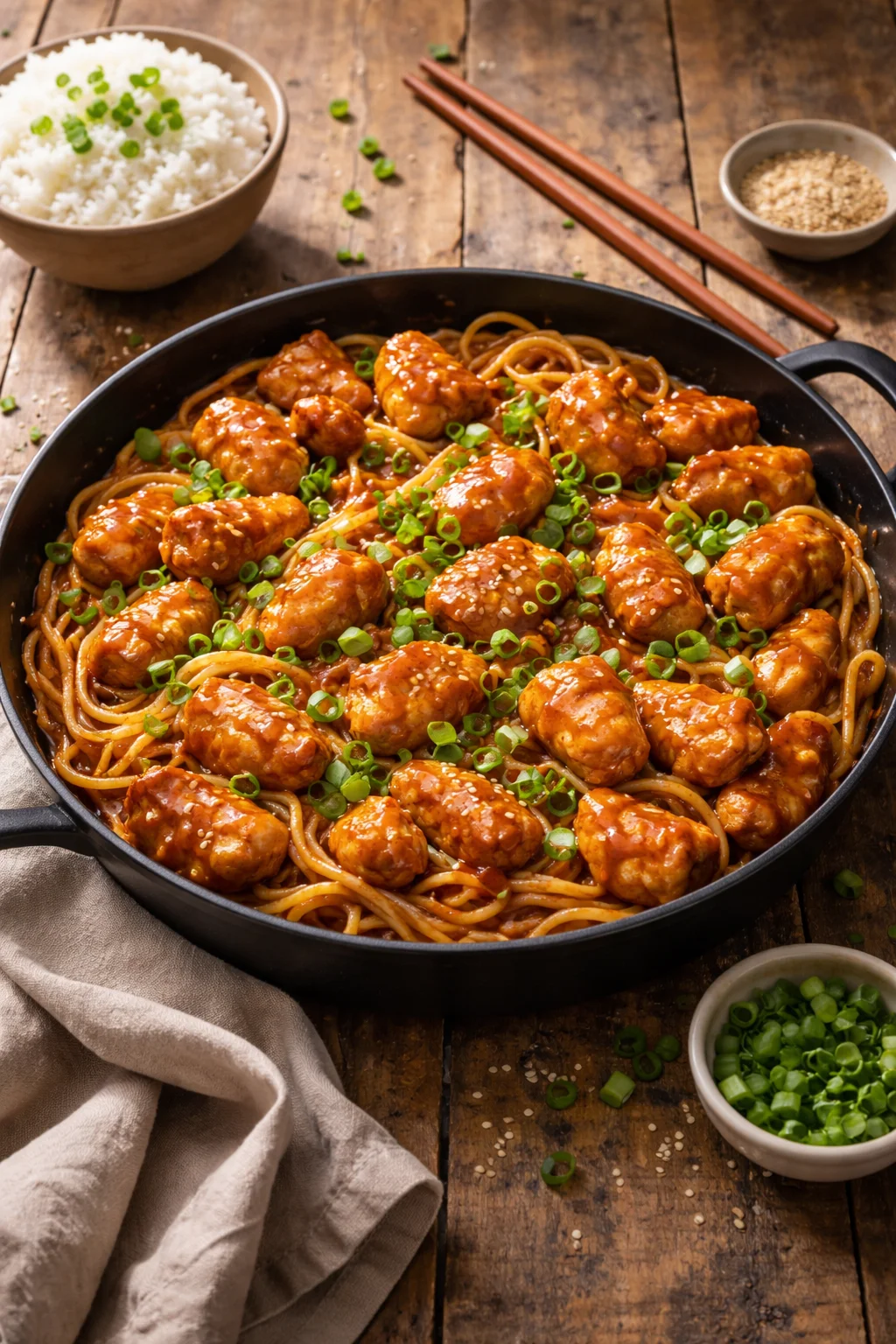 Sticky Garlic Chicken Noodles: High Protein with Quick Dinner Delight