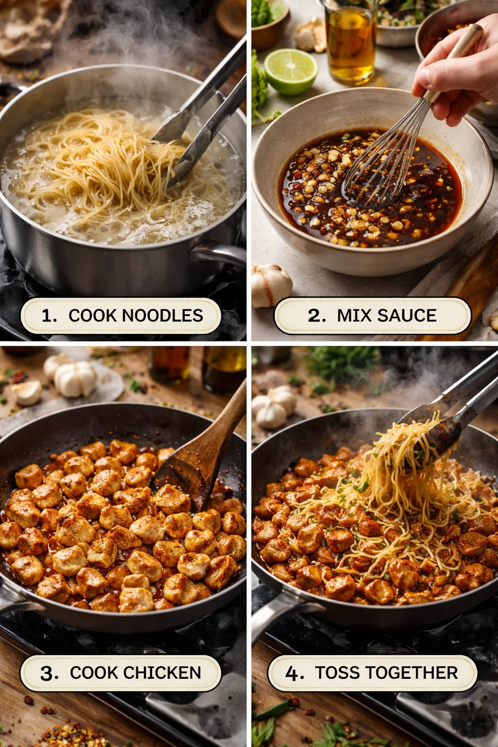 Satisfying Sticky Garlic Chicken Noodles: Your Quick Dinner Fix