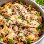 Delicious Philly Cheesesteak Bowls featuring sautéed beef, peppers, and onions.
