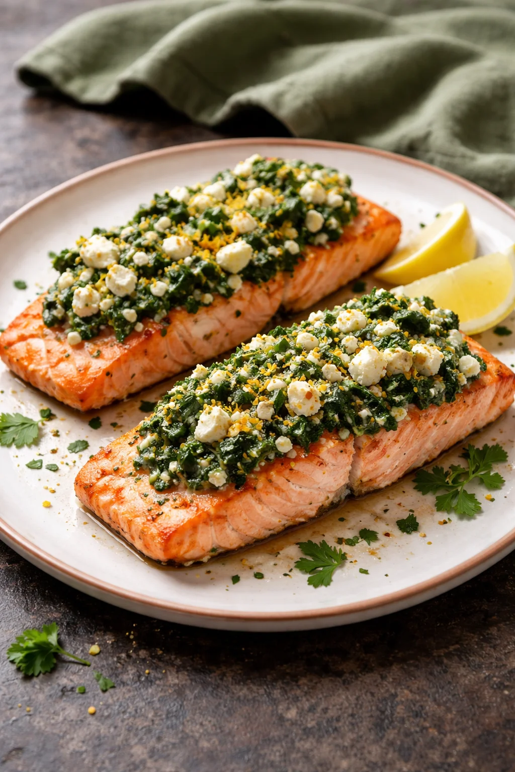Stuffed Salmon With Spinach & Feta