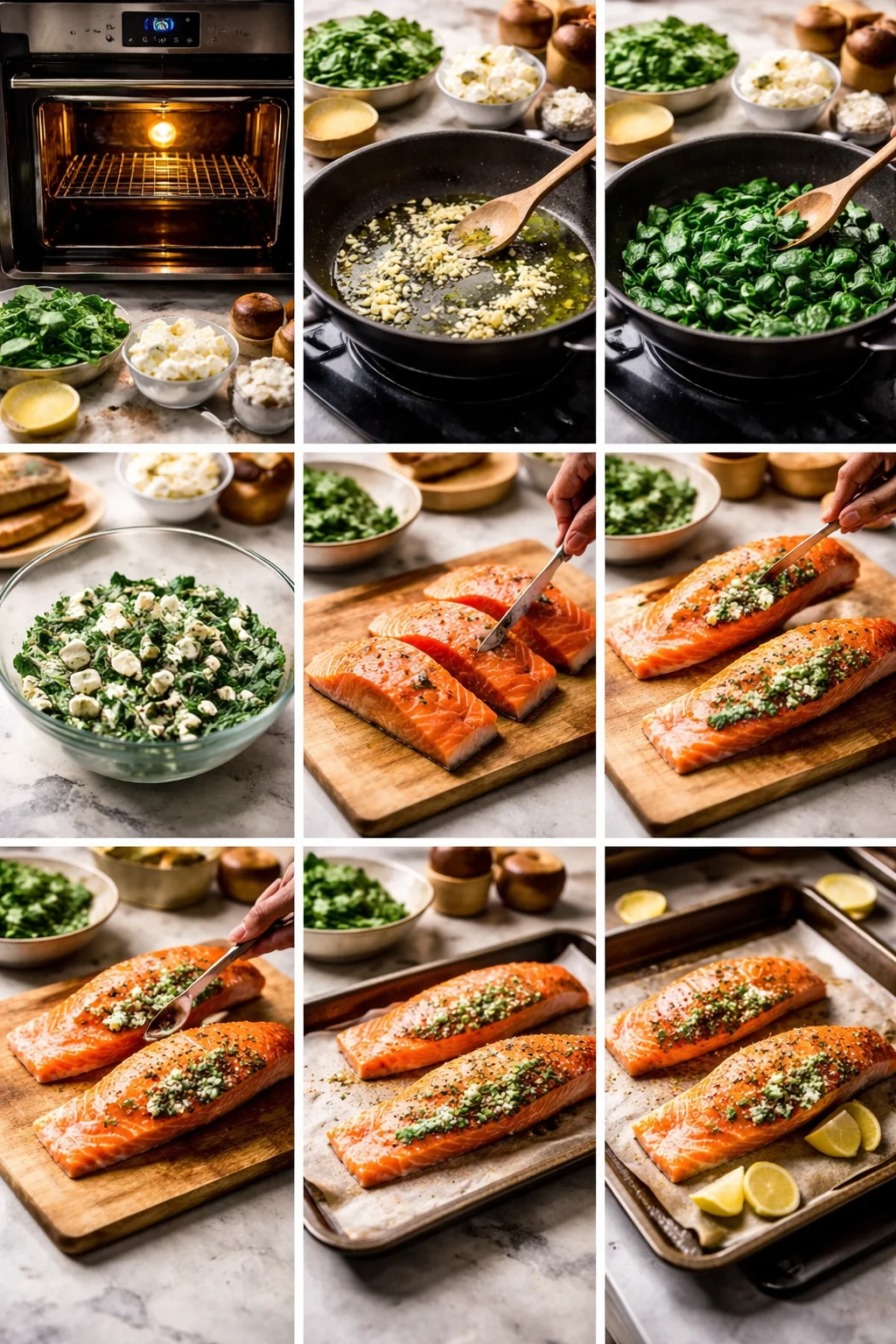 Stuffed Salmon With Spinach & Feta