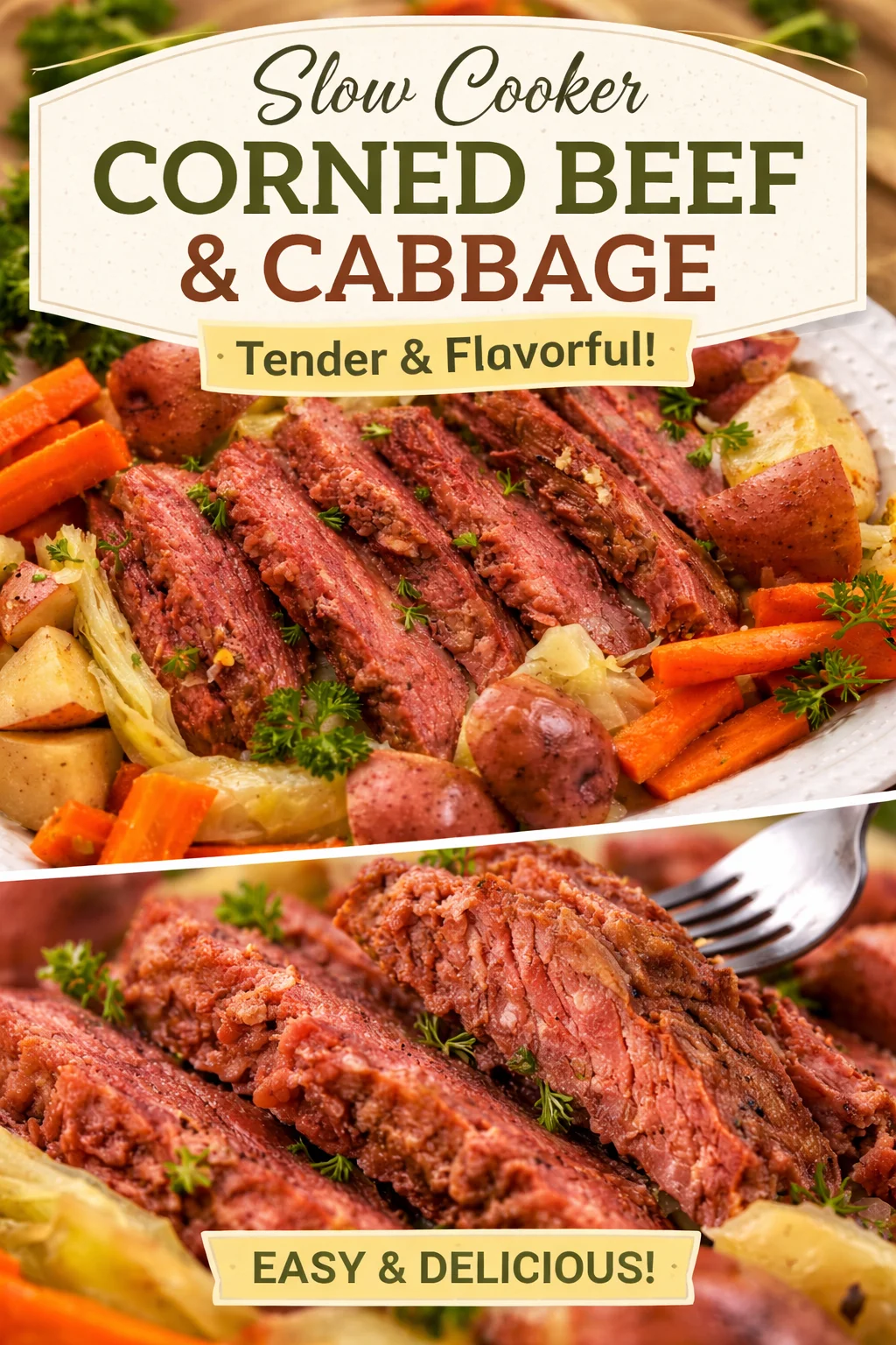 Savory Corned Beef and Cabbage Without Beer in the Slow Cooker