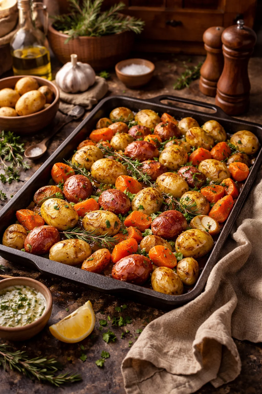 Garlic Herb Roasted Potatoes and Veggies