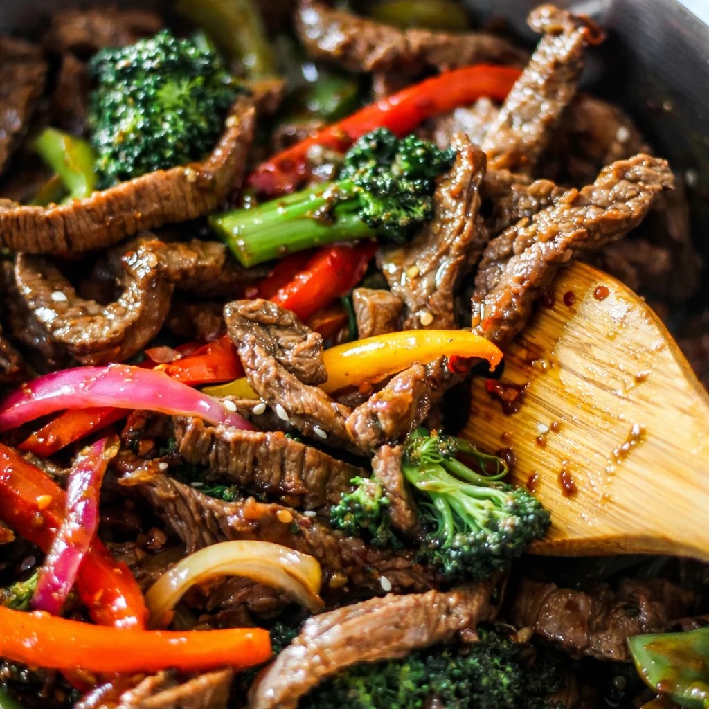 Delicious Beef Stir Fry with Vegetables served in a colorful bowl.