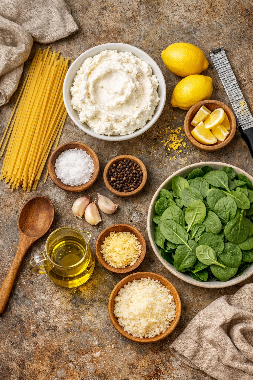 Delicious Lemon Ricotta Pasta & Spinach in a Flash!