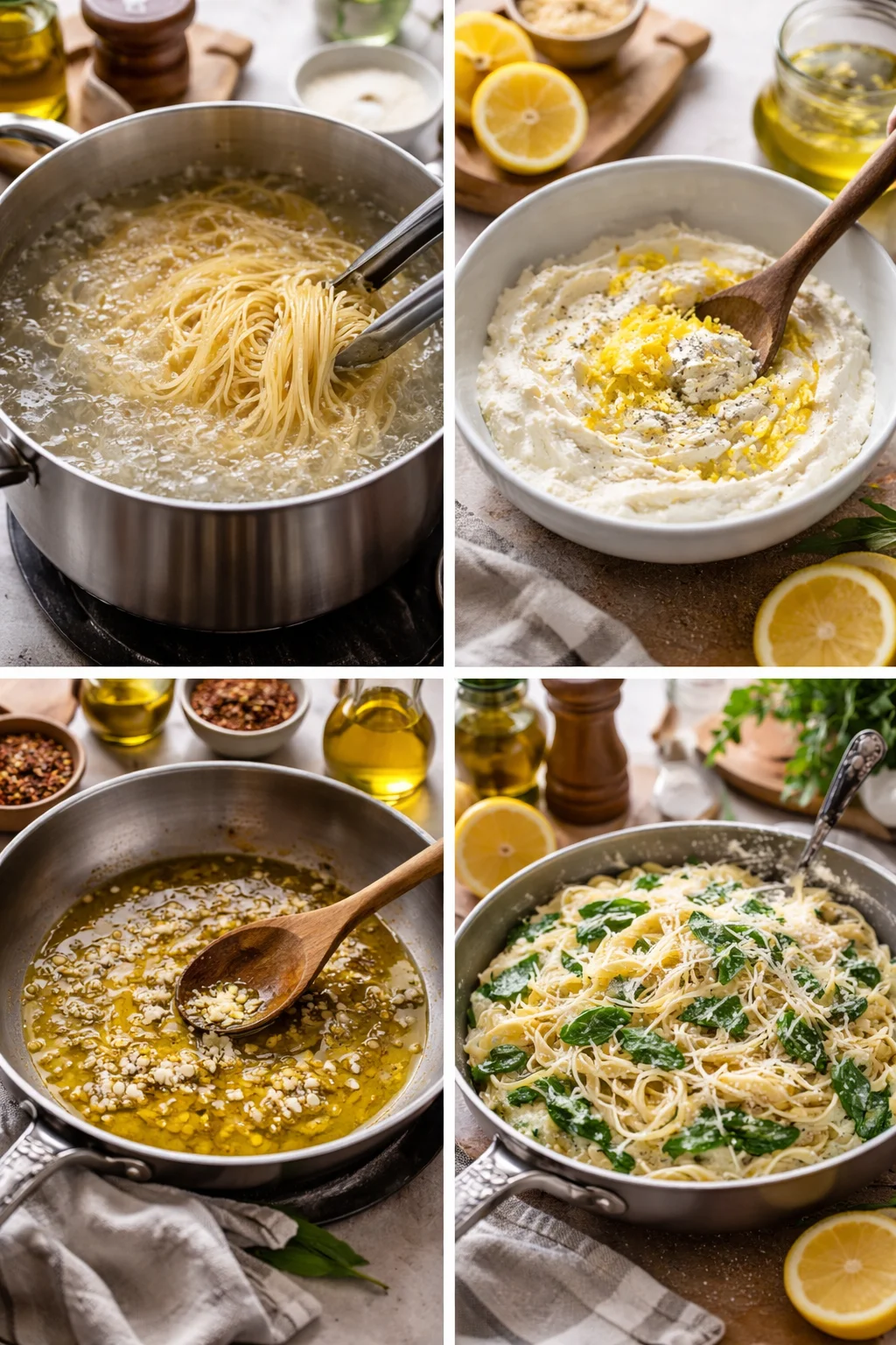 Delicious Lemon Ricotta Pasta & Spinach in a Flash!