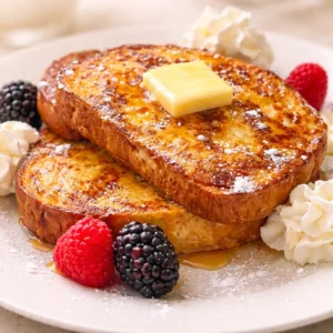 Delicious anabolic protein French toast topped with fresh fruits and syrup