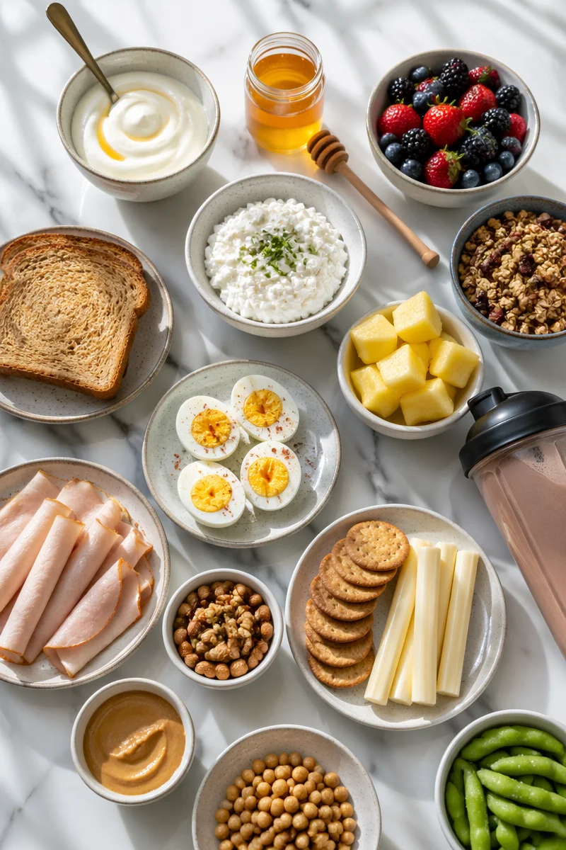 High-protein snacks before workout.