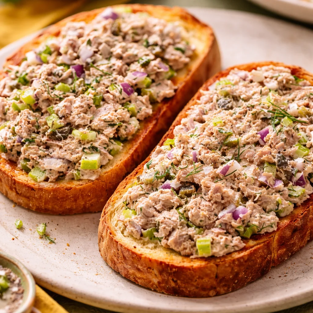 Protein Pickle Tuna Salad Recipe with crunchy dill pickles and tuna for a quick meal.