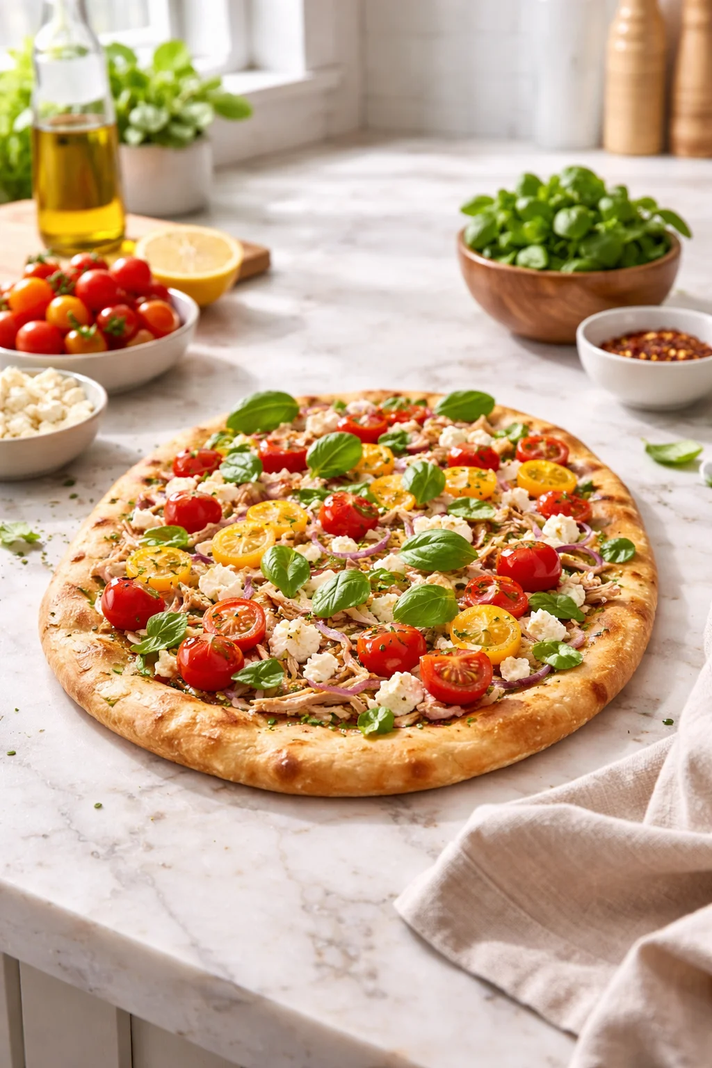 Crispy Pita with Chicken & Feta