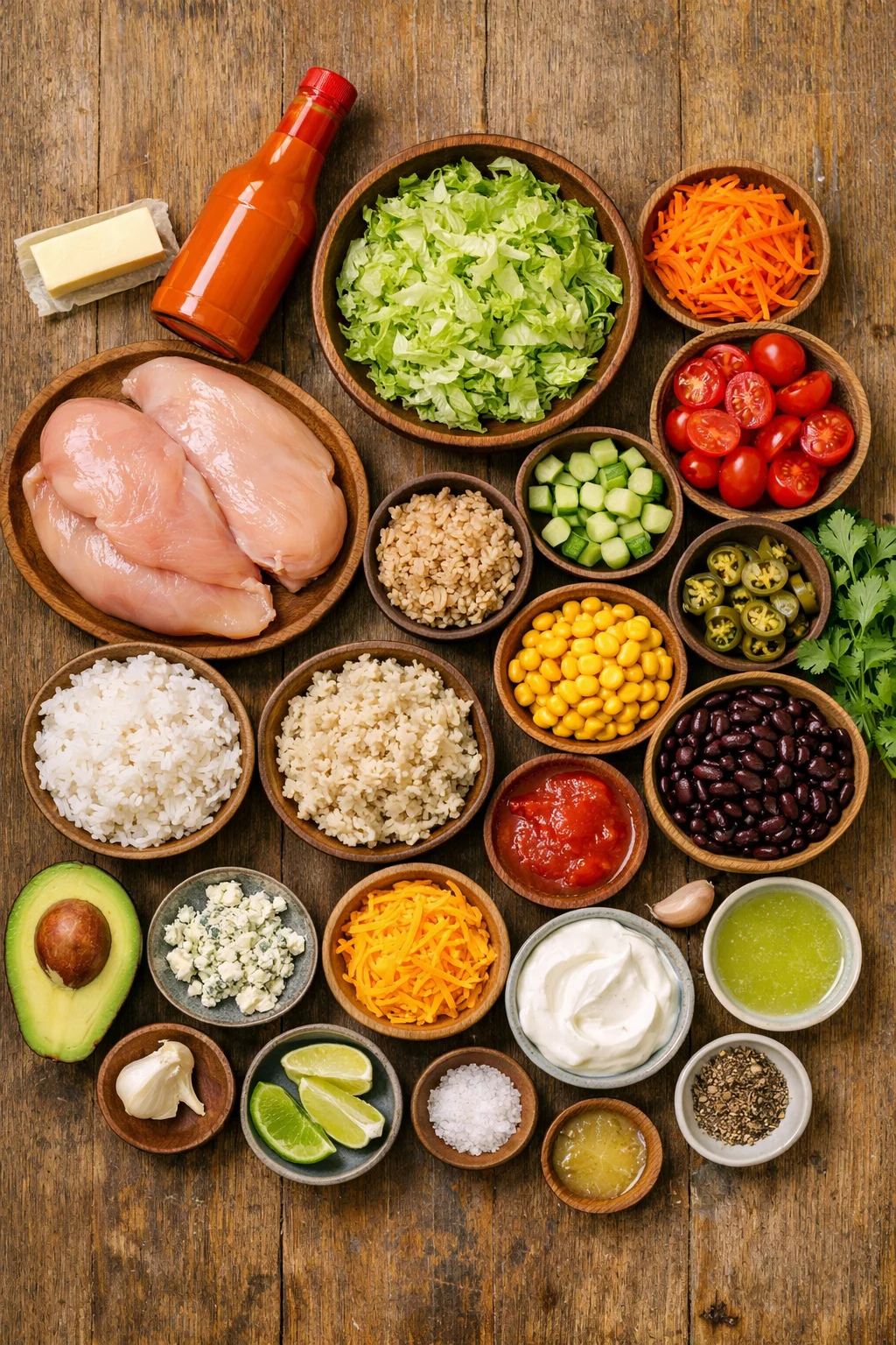 Savory Buffalo Chicken Bowl with Creamy Avocado Sauce