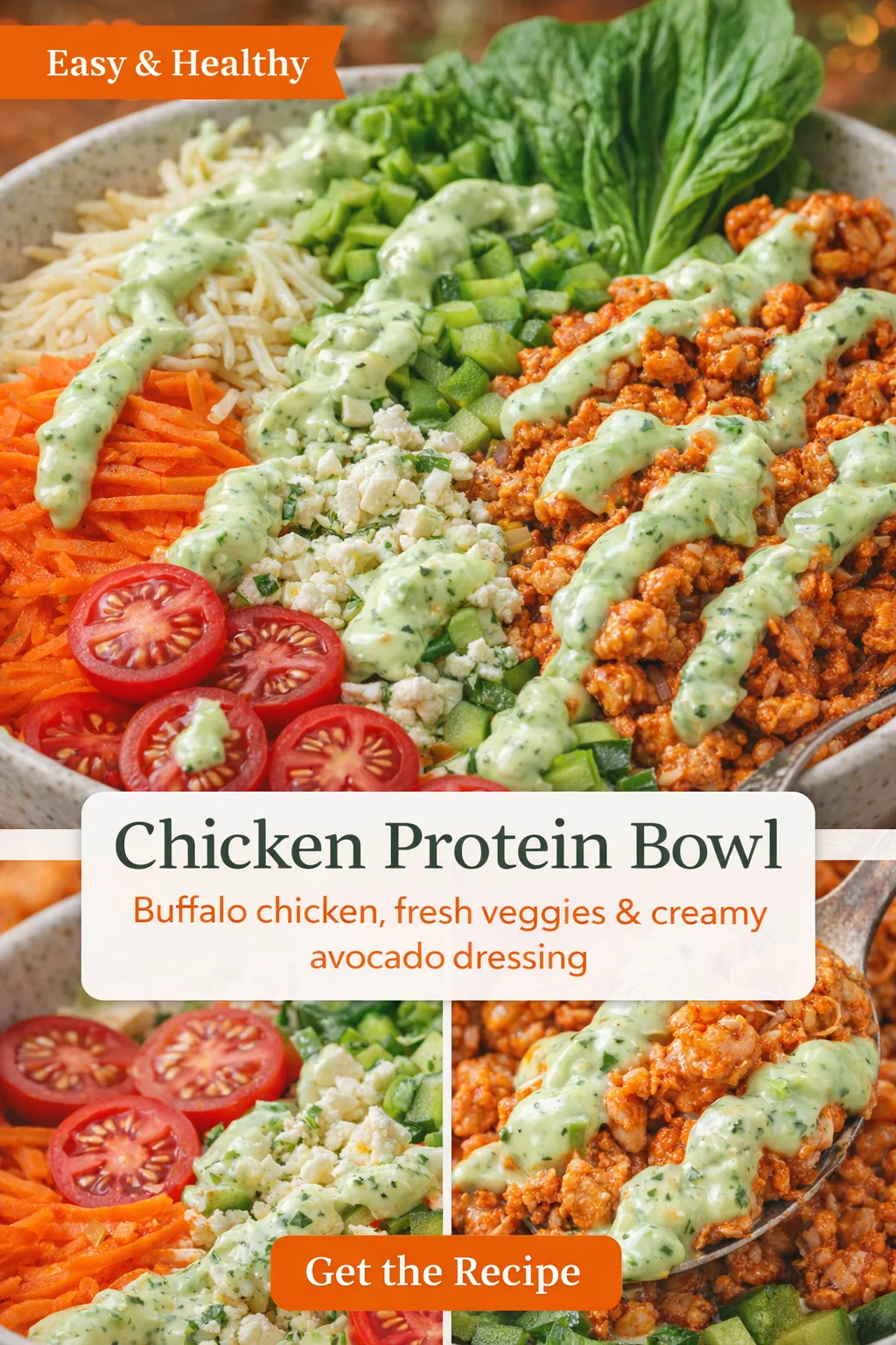 Savory Buffalo Chicken Bowl with Creamy Avocado Sauce