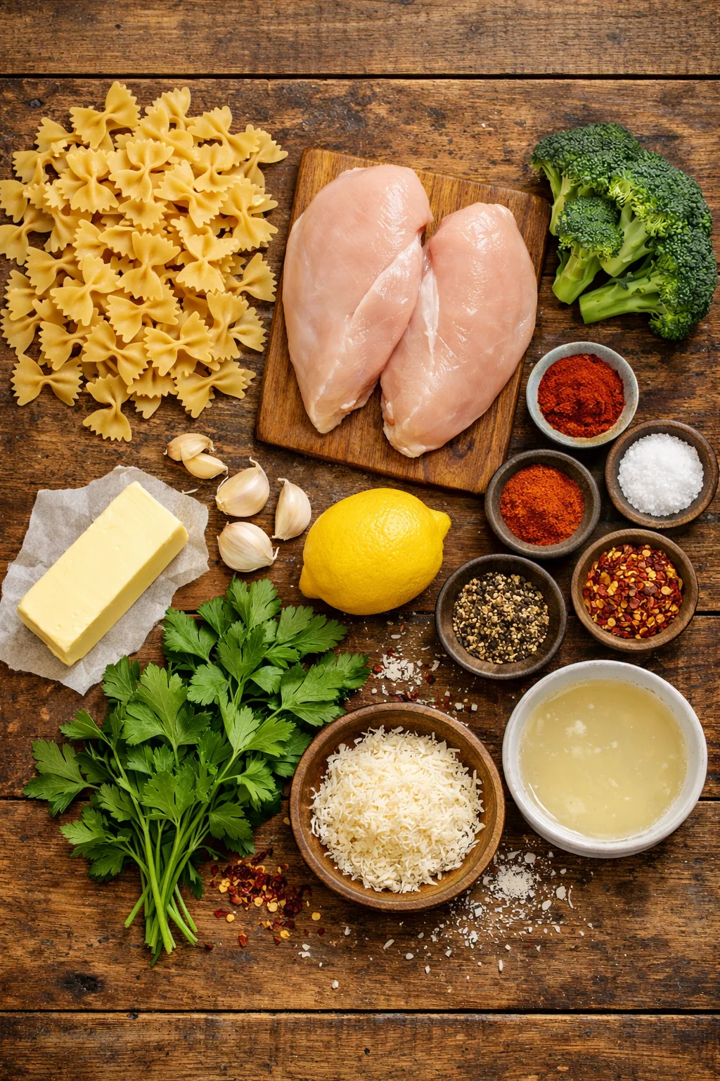 Cowboy Butter Lemon Bowtie Chicken with Broccoli