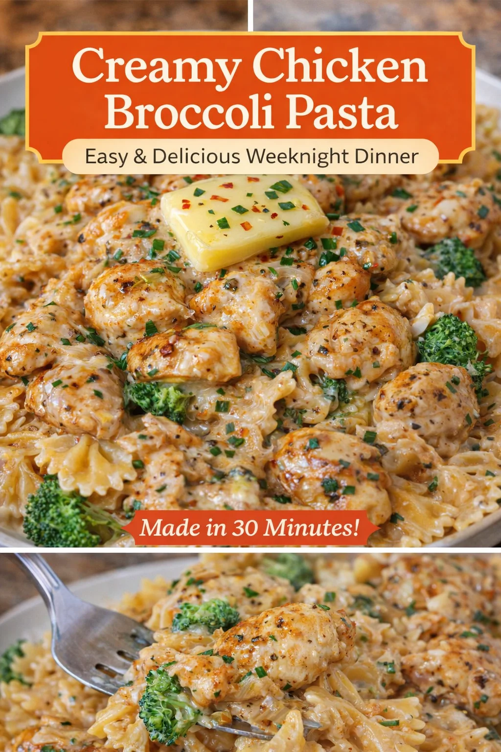 Cowboy Butter Lemon Bowtie Chicken with Broccoli