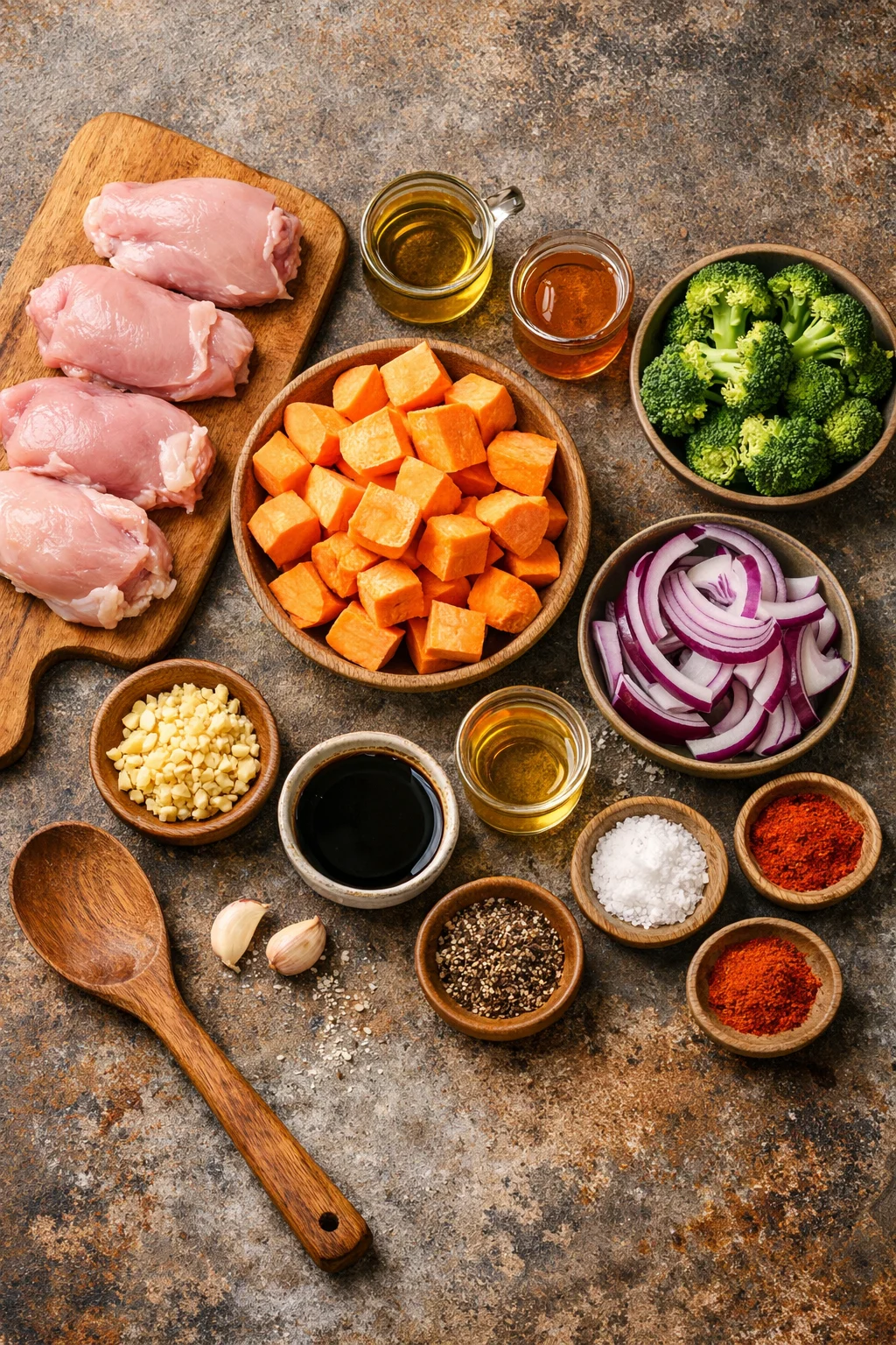 Irresistible Honey Garlic Chicken & Sweet Potato