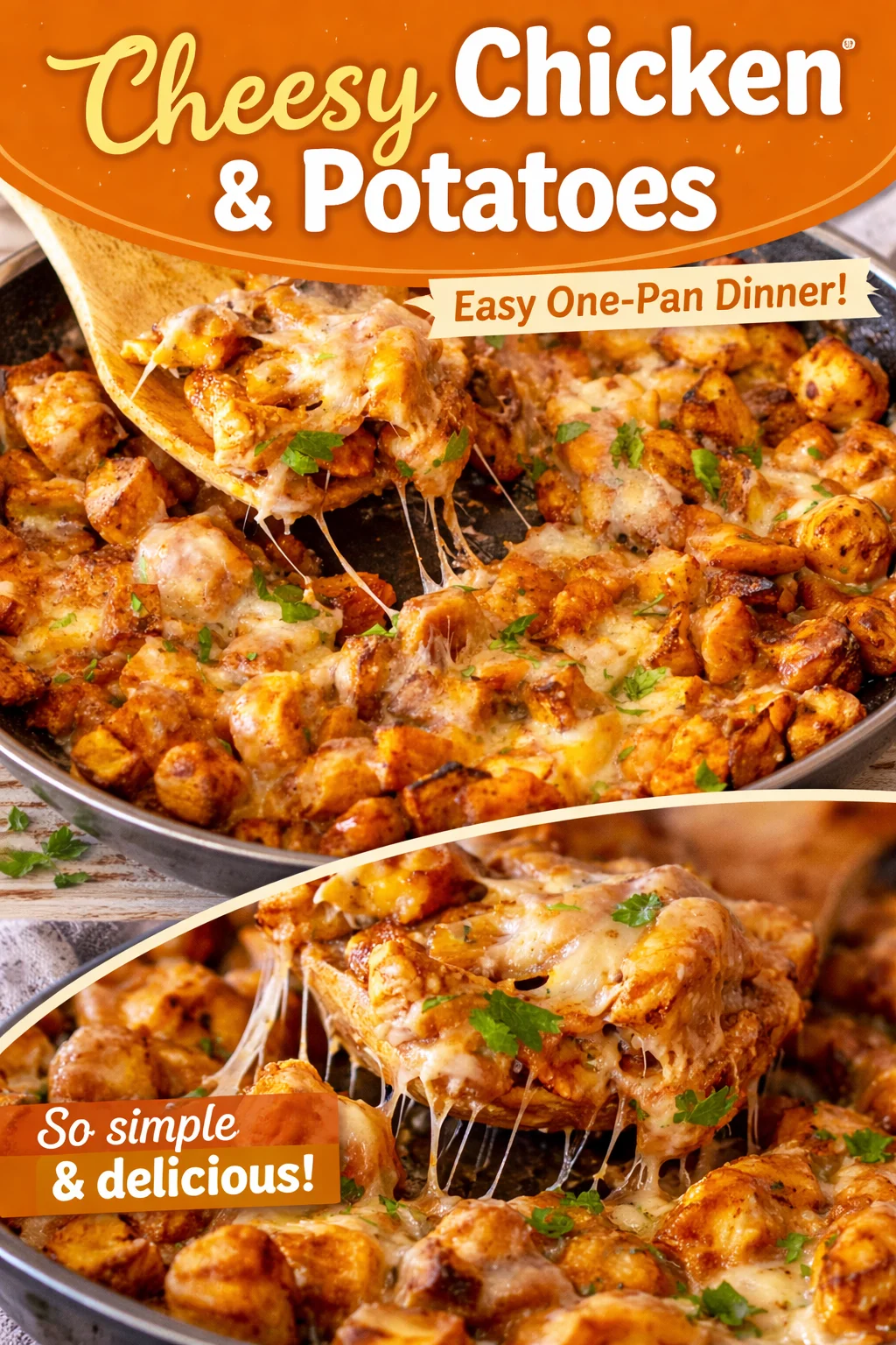 Sweet Potato Skillet with BBQ Chicken & Cheesy Goodness