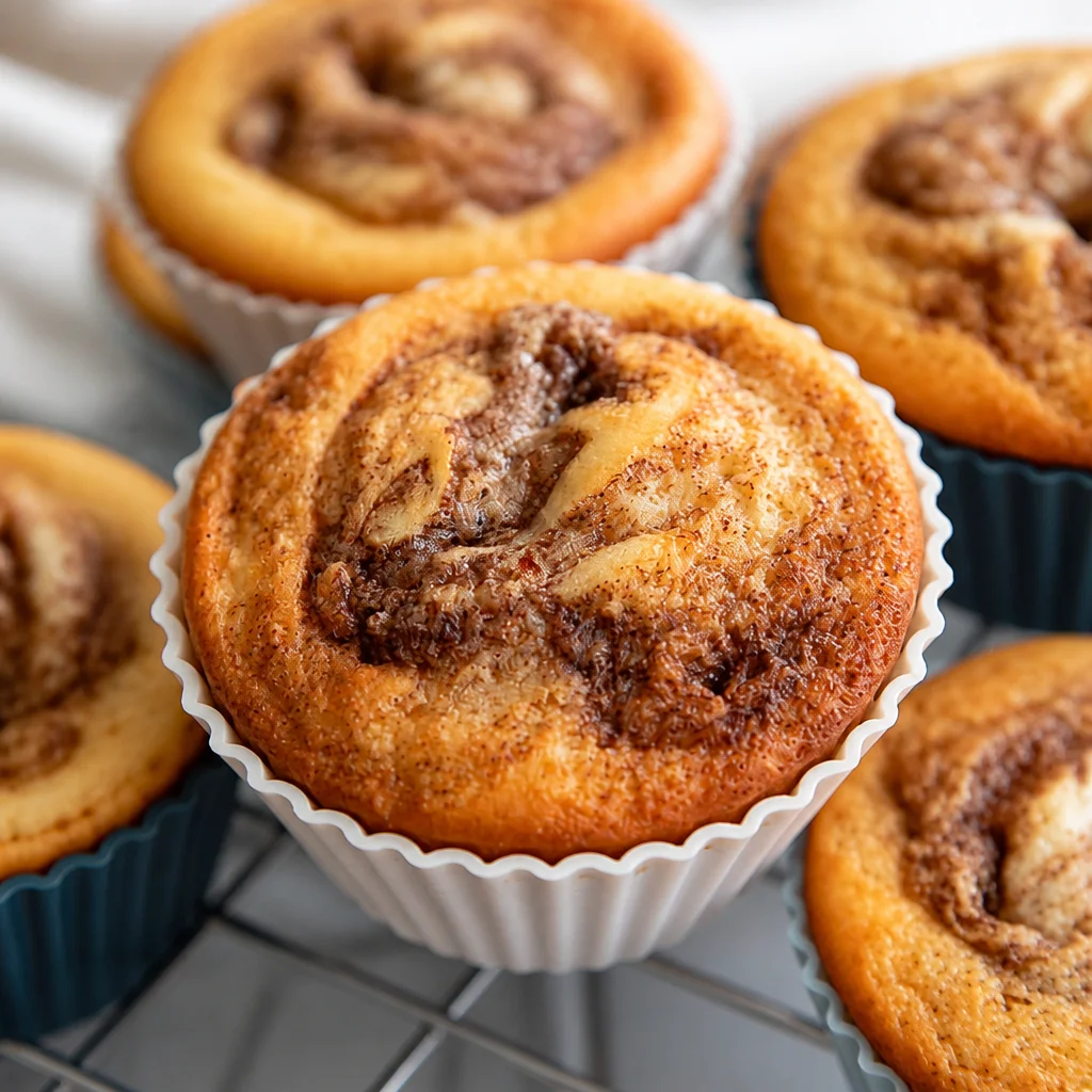 Delicious Cinnamon Swirl Protein Muffins fresh out of the oven, ready to enjoy.