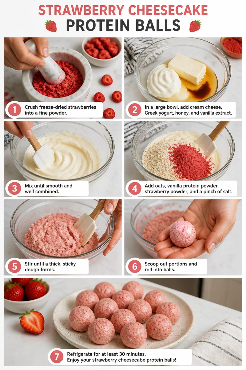 Delicious Strawberry Cheesecake Protein Balls for Your Snack Cravings