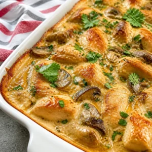 Delicious creamy low carb chicken casserole with cheese and veggies