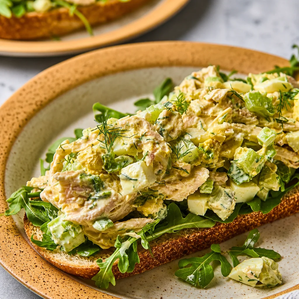 Protein-Packed Chicken And Egg Salad served in a bowl with fresh ingredients.