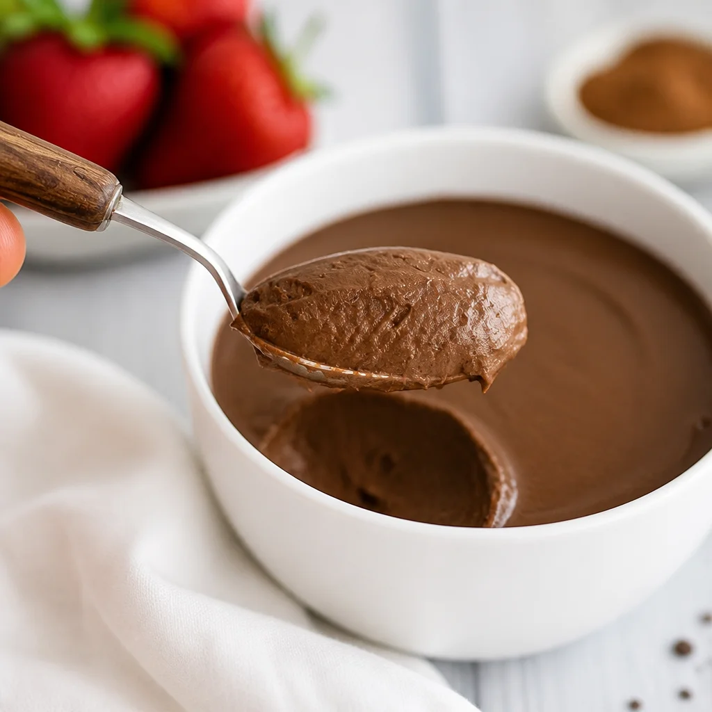 Delicious Super High Protein Chocolate Pudding for Easy Snacking with Greek yogurt and protein powder.
