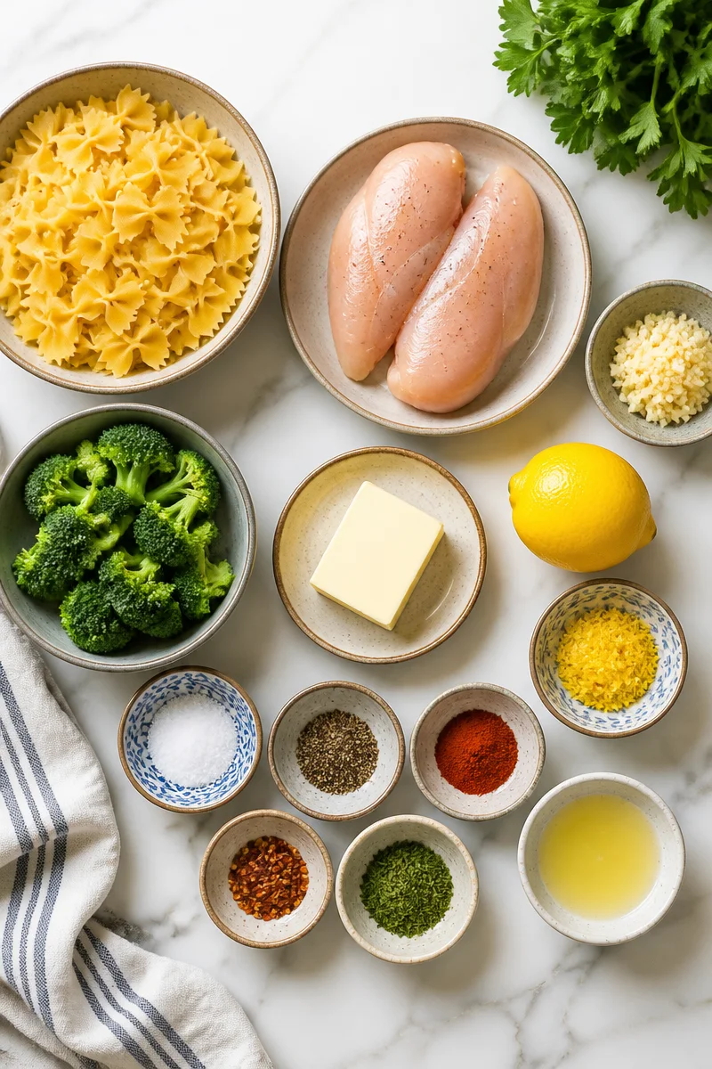 Cowboy Butter Lemon Bowtie Chicken Pasta with Broccoli