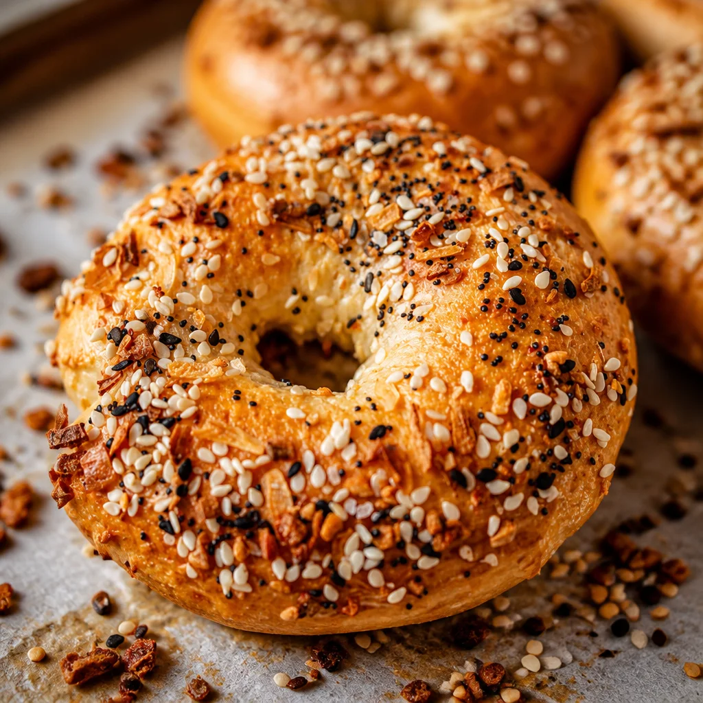 Simple 3 Ingredient Cottage Cheese Protein Bagels made in air fryer or oven