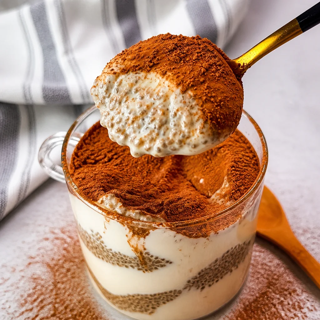 Creamy Tiramisu Chia Pudding with Greek Yogurt, espresso and cocoa powder