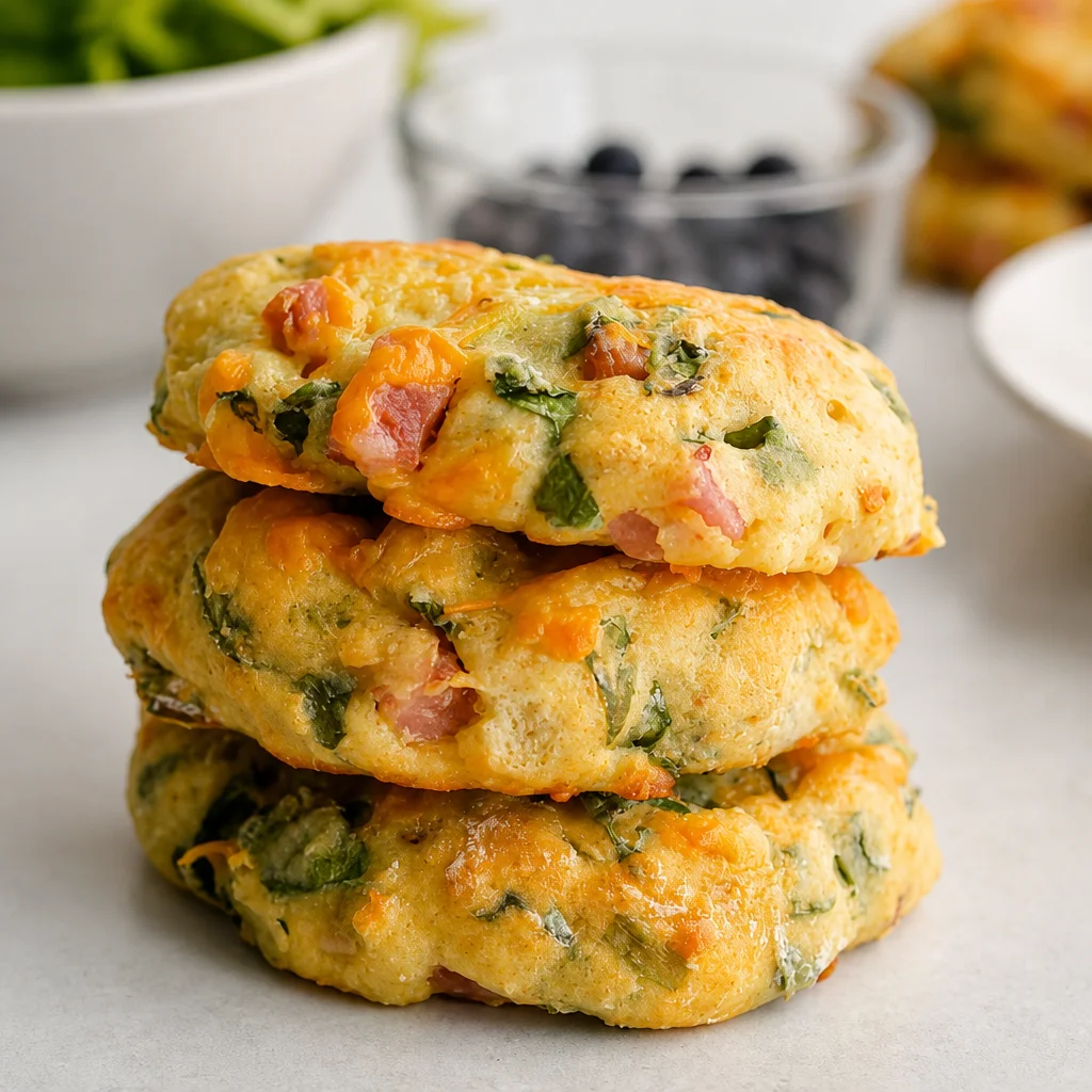 Savory breakfast protein biscuits with sausage, cheddar, and packed with flavor.